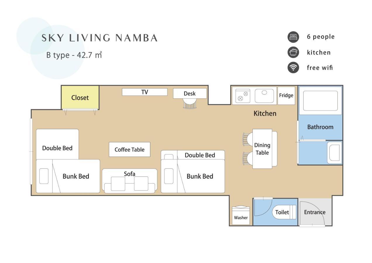 Sky Living Namba Apartment Osaka Exterior photo